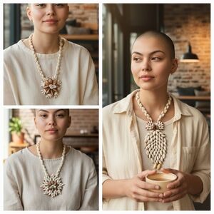 Set of 3 cowrie shells necklace  Made with cowrie sea shells boho